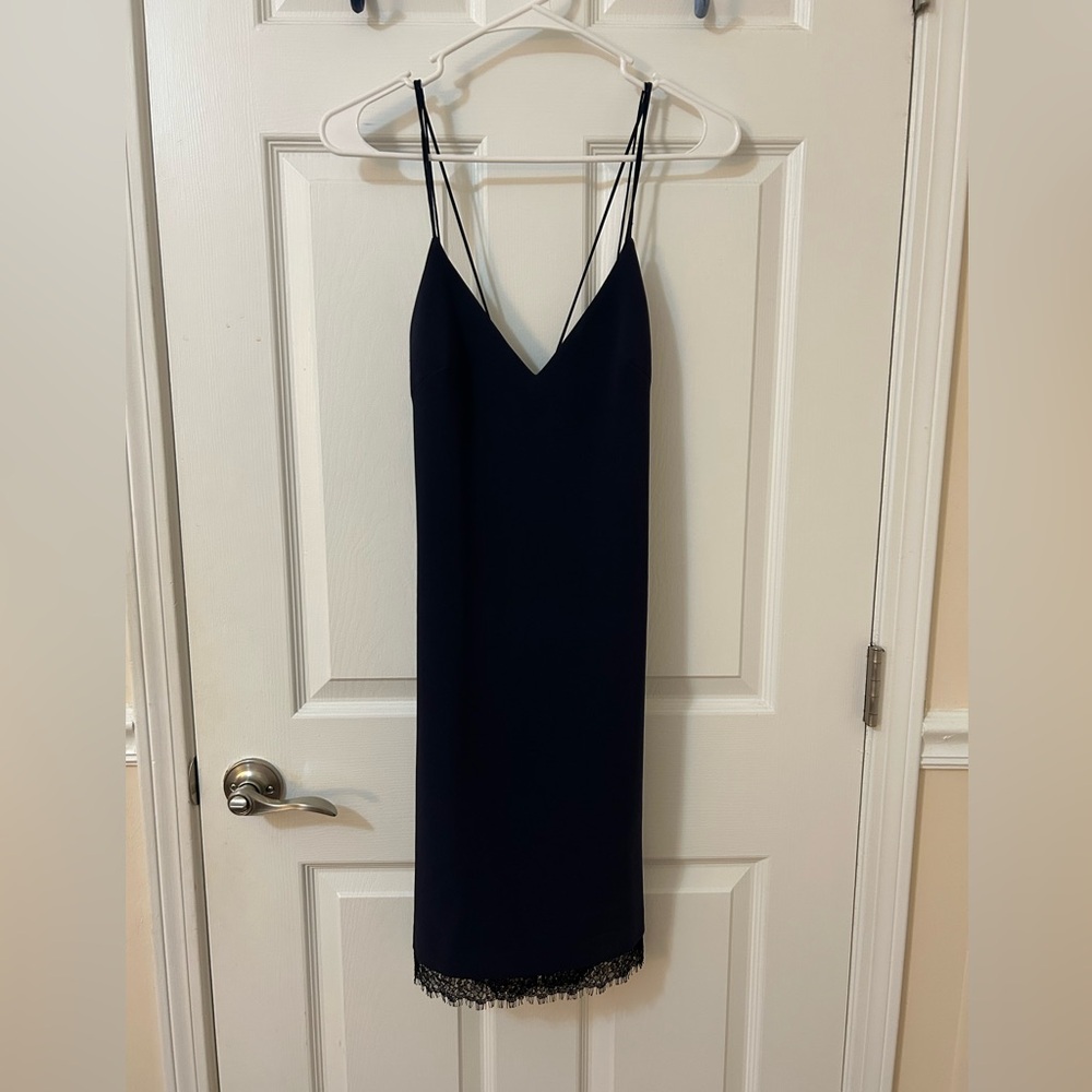 Alice + Olivia Leigh Low Cross Back Fitted Dress with lace hem NWT 6 - Picture 3 of 16